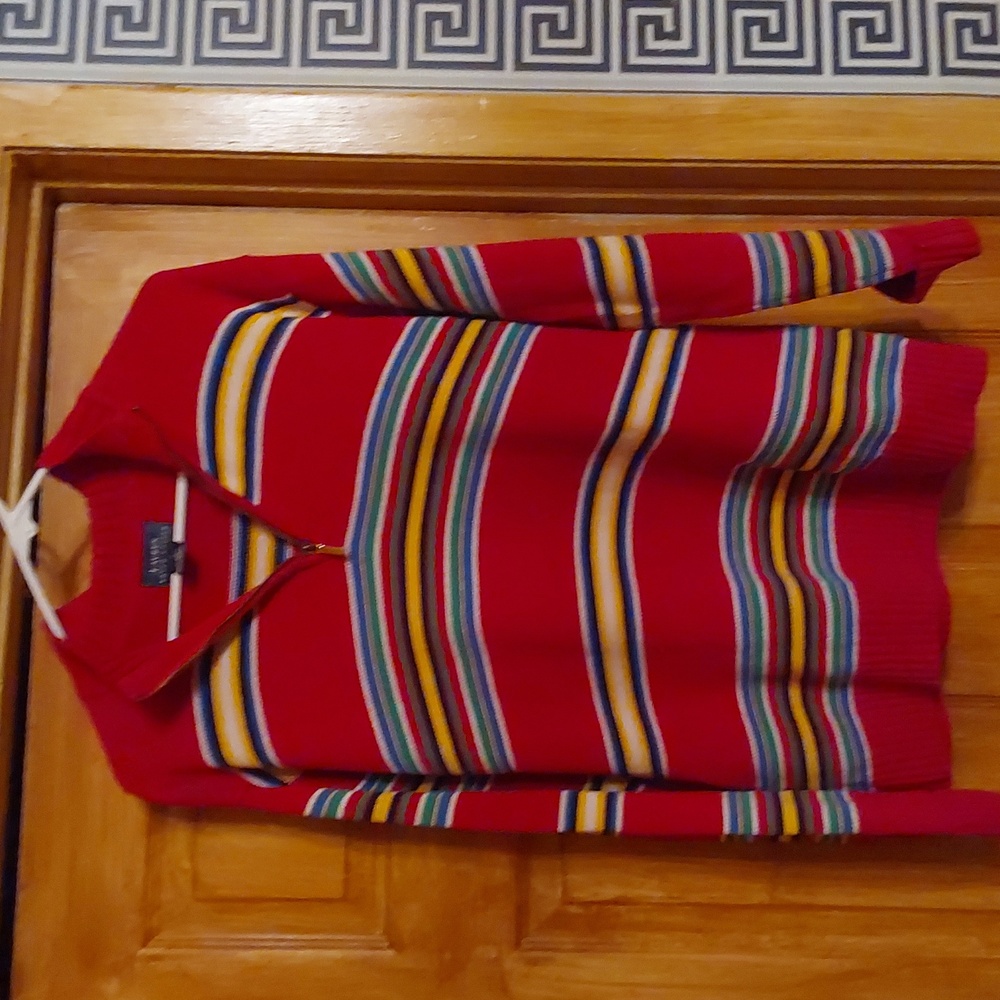 LAUREN RALPH LAUREN HALF ZIP SWEATER SIZE S...MULTI STRIPES